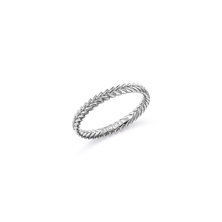 Terra Laurel | White Gold Stacking Ring Handcrafted by FUTURA with Ecological Gold