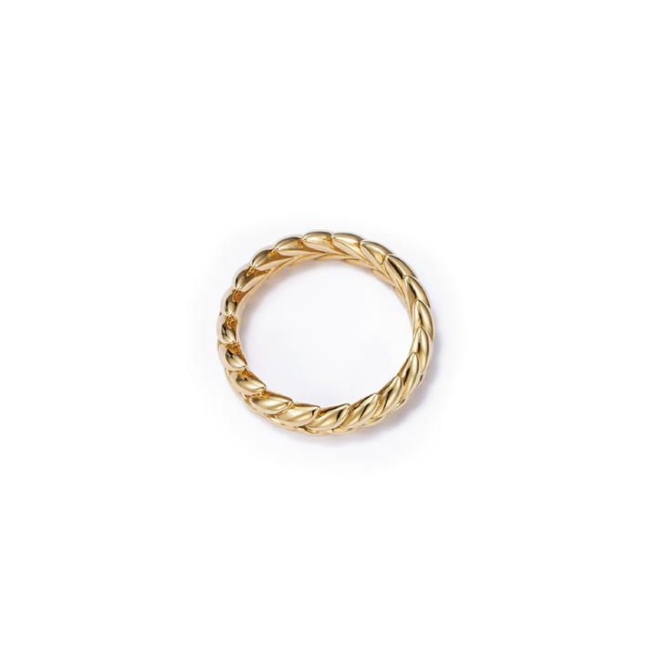 Ethereal Laurel 18kt Certified Fairmined Ecological Gold Wedding Band- Top View