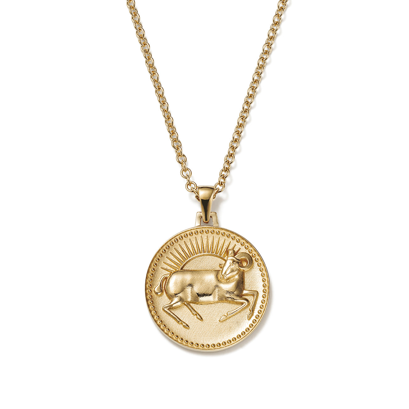 Aries Ethical Gold Zodiac Coin Pendant Necklace by FUTURA