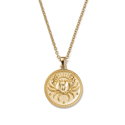 Ethical Gold Pendant Necklace Featuring Cancer Zodiac Design