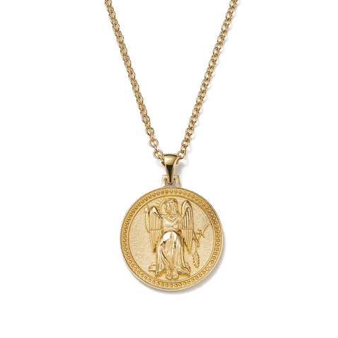 Ethical Gold Pendant Necklace Featuring Virgo Zodiac Design