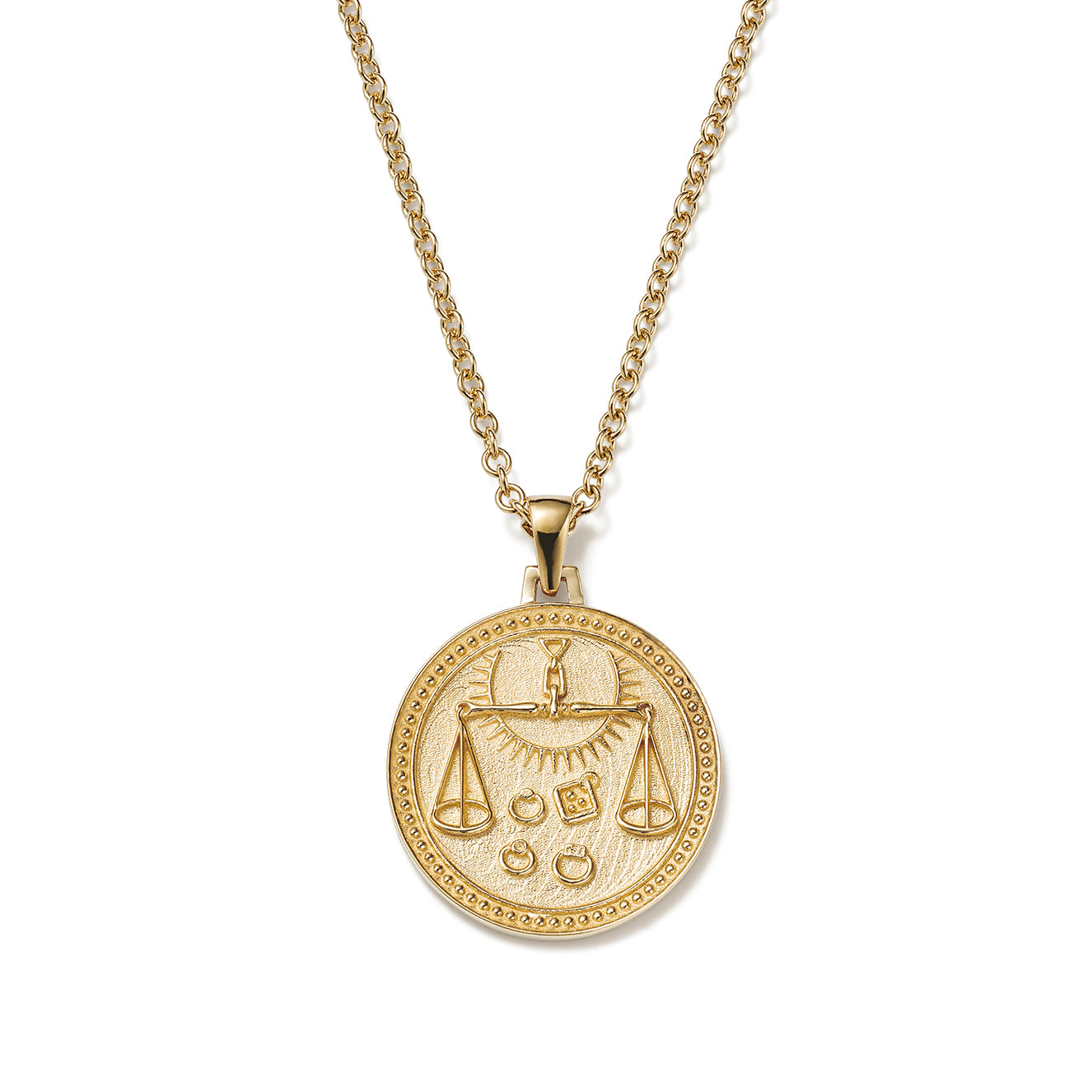 Ethical Gold Pendant Necklace Featuring Libra Zodiac Design