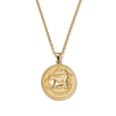 Ethical Gold Pendant Necklace Featuring Sagittarius Zodiac Design