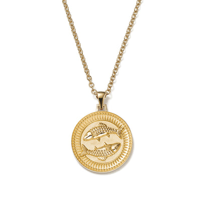 Ethical Gold Pendant Necklace Featuring Pisces Zodiac Design