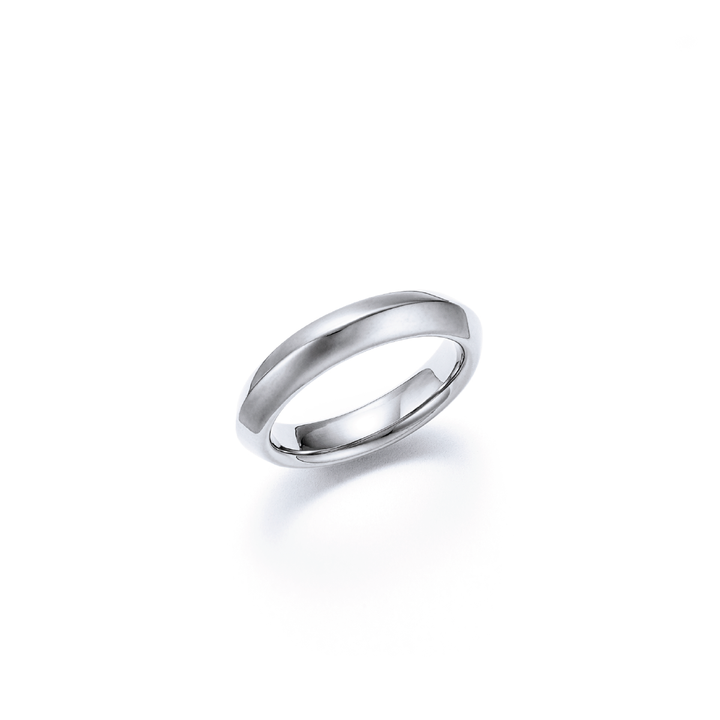Amore Ridge - 18kt Certified Fairmined Ecological White Gold Wedding Band- Full View