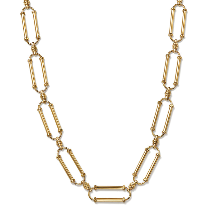 Close Up of Links on Our Ethical Gold Oval Link Necklace