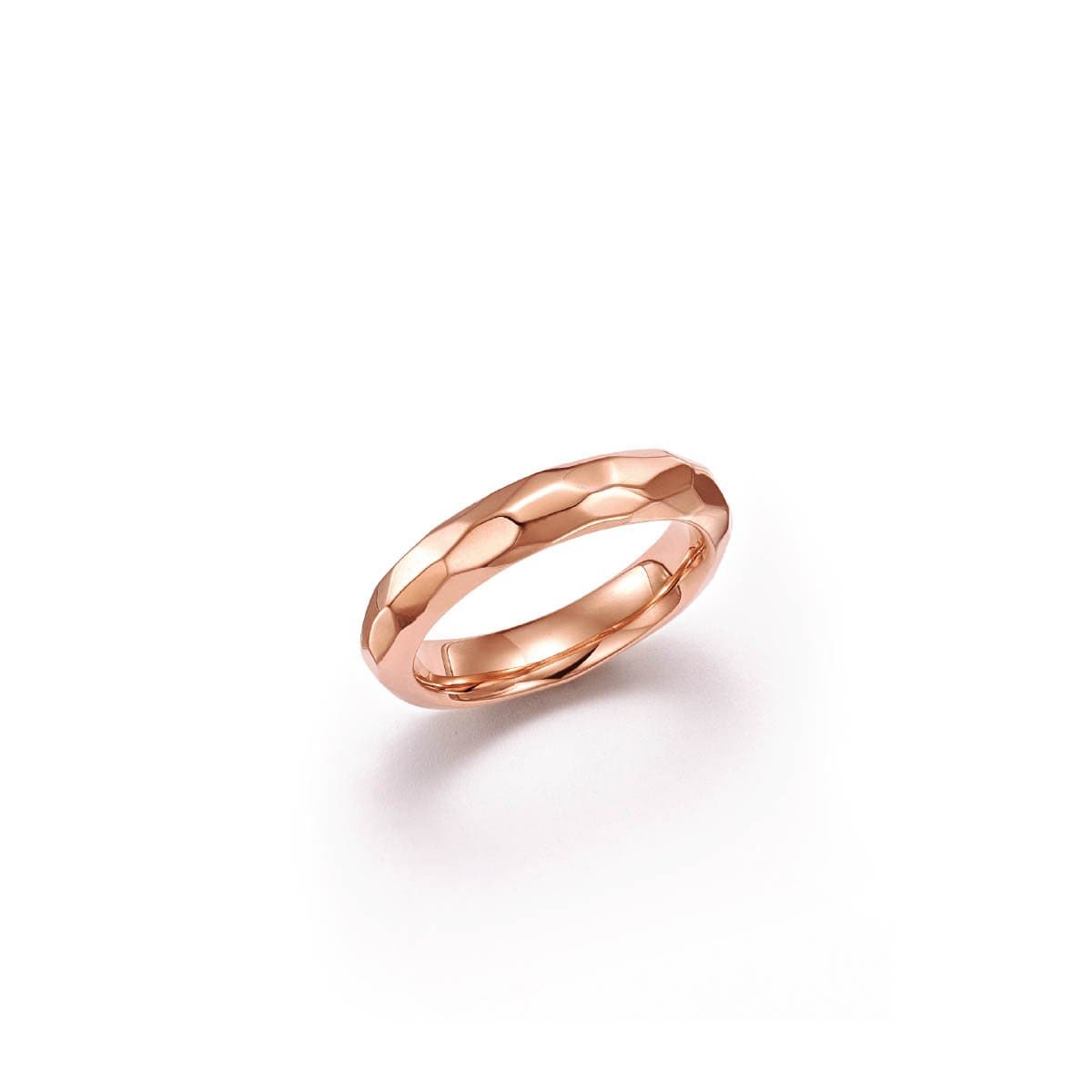 Enchantment Hammered 18kt Certified Fairmined Ecological Rose Gold Wedding Ring/Band - Full View