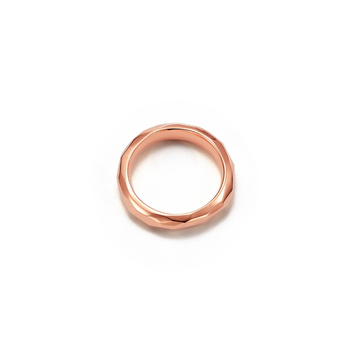 Enchantment Hammered 18kt Certified Fairmined Ecological Rose Gold Wedding Ring/Band - Top View