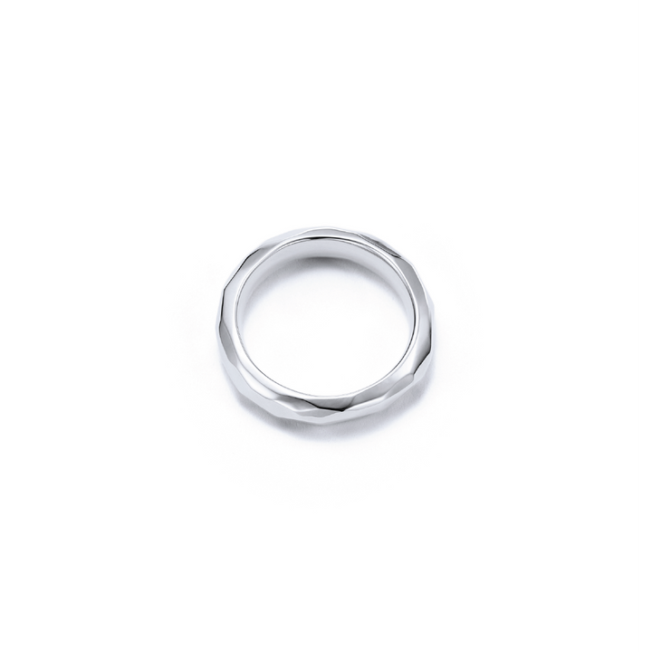 Enchantment Hammered 18kt Certified Fairmined Ecological White Gold Wedding Ring - Top View