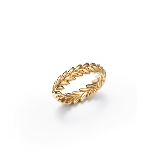 Ethereal Laurel 18kt Certified Fairmined Ecological Gold Wedding Band- Full View