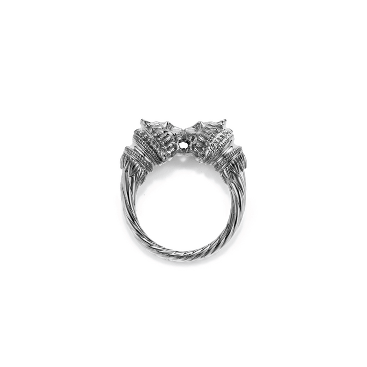 Sustainable White Gold Lion Ring - FUTURA Jewelry