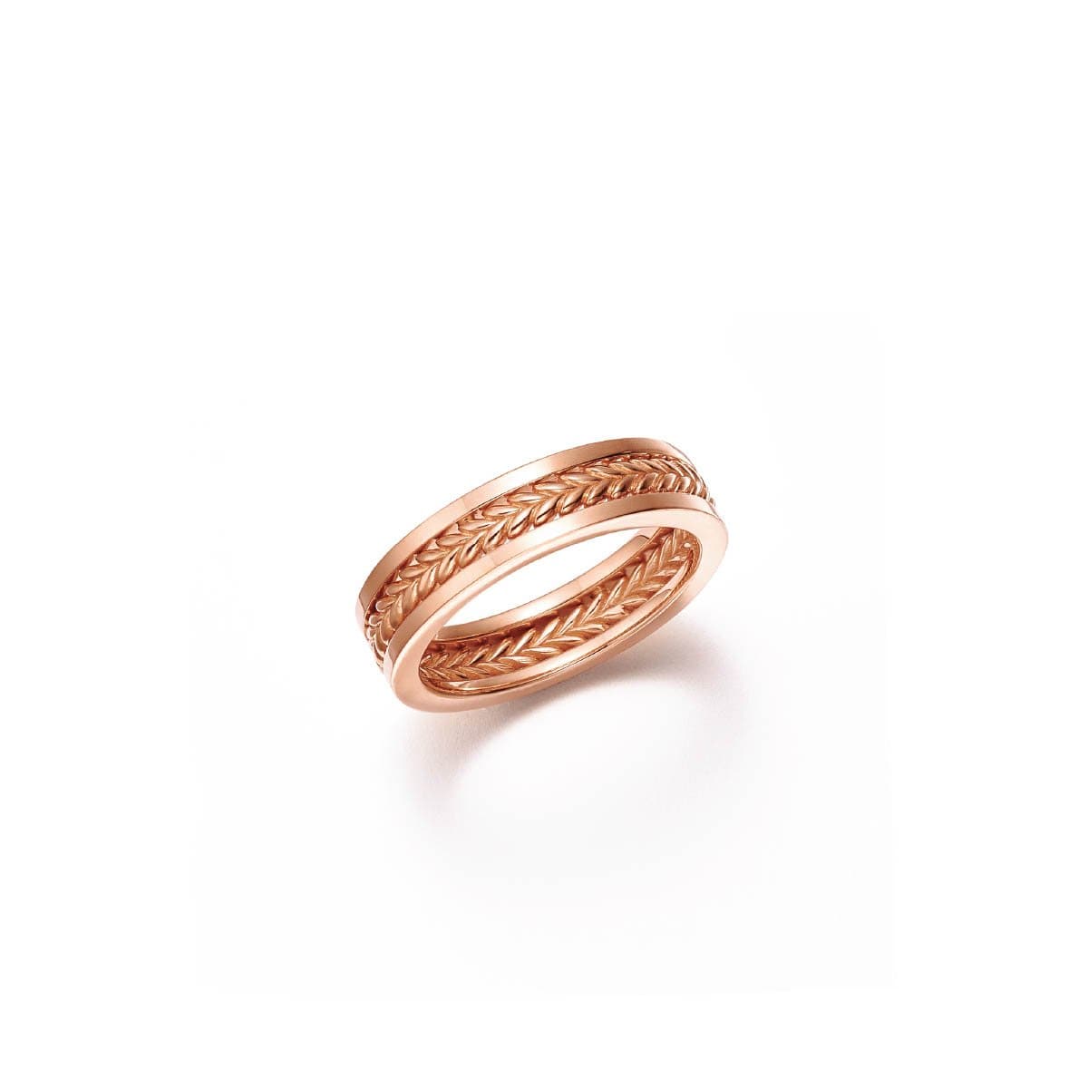 Smitten Laurel Sustainable Rose Gold Wedding Ring - Full View
