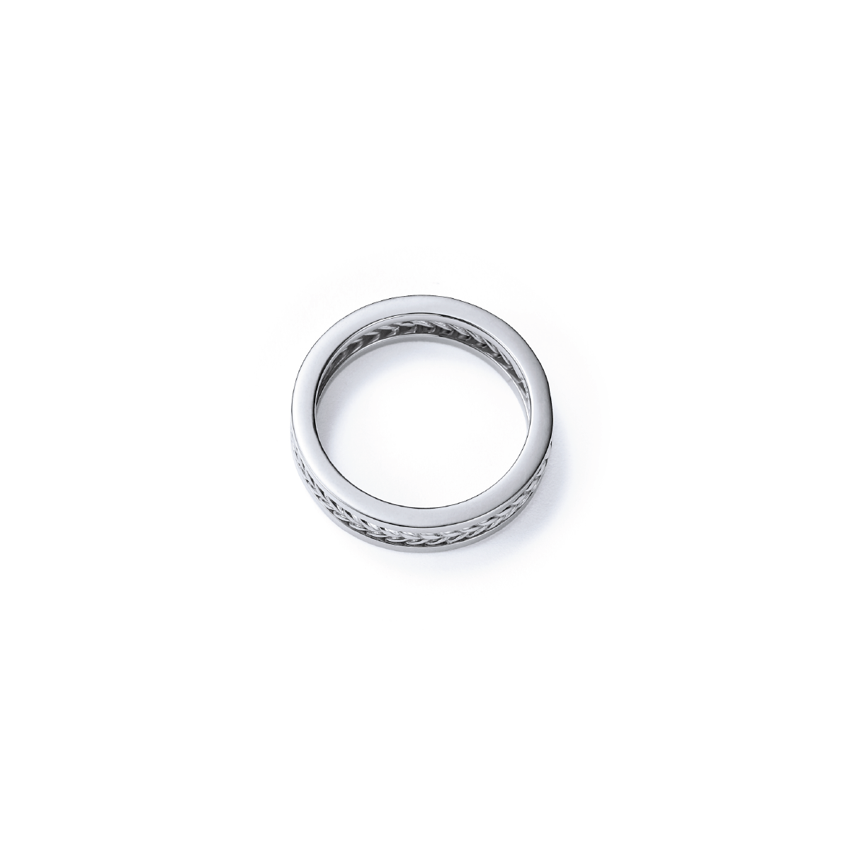 Eco-Friendly White Gold Wedding Band - Top View