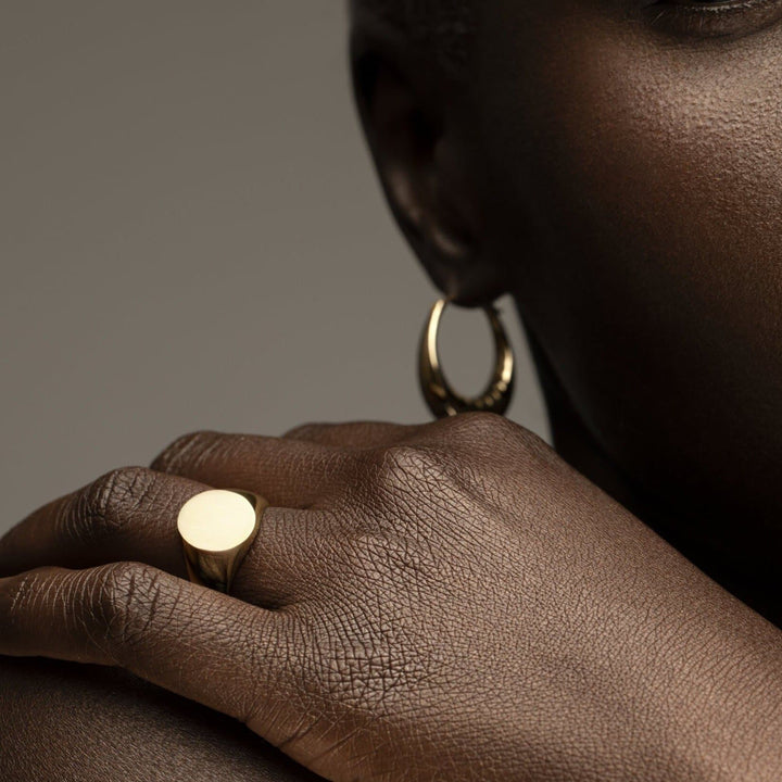 Yellow Gold Signet Ring - Handcrafted in NYC with 18kt Certified Ecological Gold