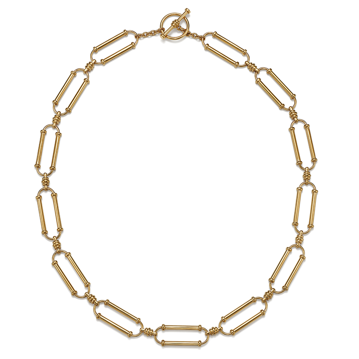 Ethical Gold Oval Link Necklace on White Background
